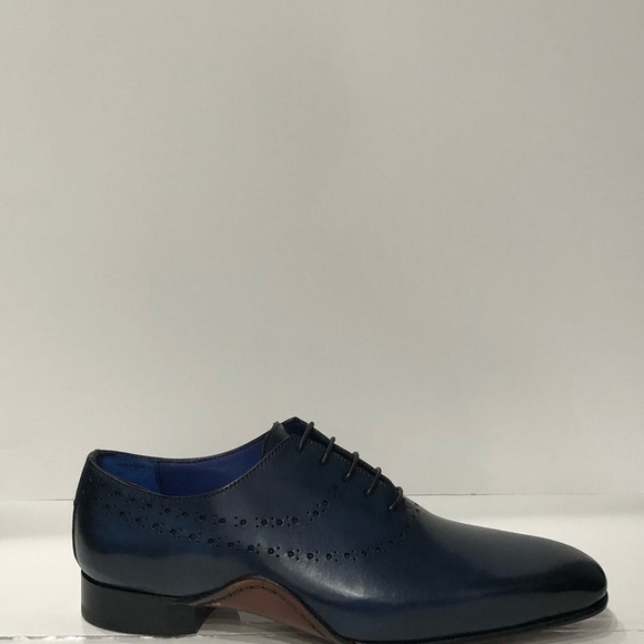 Emilio Franco shoes blue oxford Italian leather - Picture 2 of 5